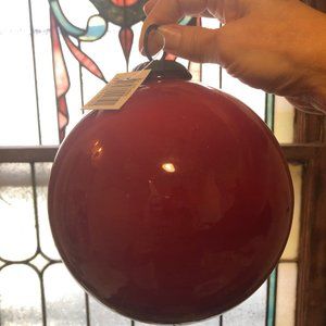 Extra Large vintage red glass and metal ornament